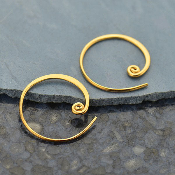 24K Gold Plated Hoop Earrings - Circle with Curlicue
