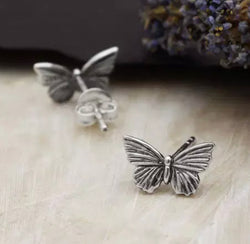 Sterling Silver Textured Butterfly Post Earrings