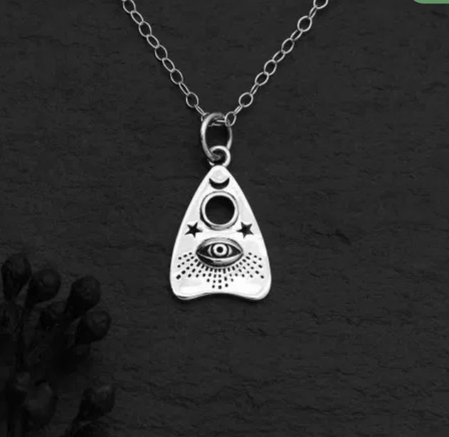 Sterling Silver 18 Inch Ouija Planchette Charm Necklace