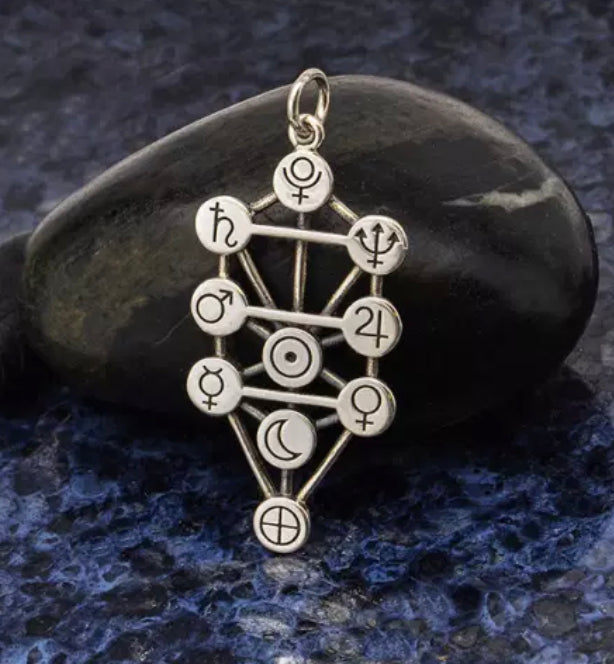 Sterling Silver Tree of Life Pendant with Planets