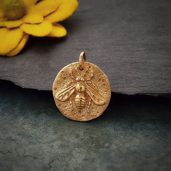 Bronze Ancient Bee Coin Pendant Charm