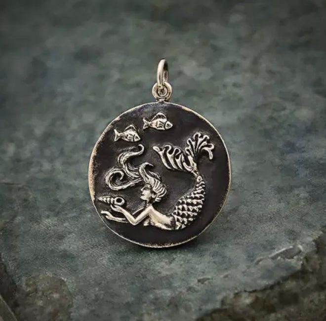 Sterling Silver Mermaid Coin Charm