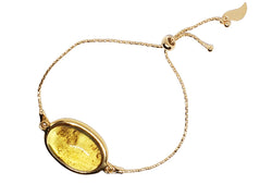 Natural Color Amber 14K Gold Plated Lariat / Slider Bracelet
