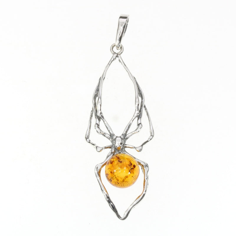 Cognac Amber Sterling Silver “Spider” Pendant