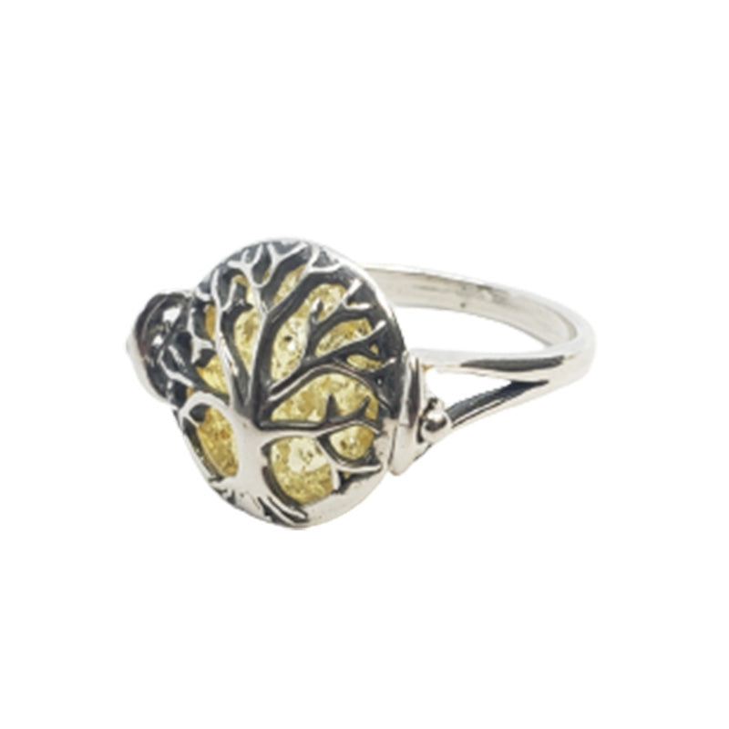 Citrine Amber Reversible "Tree of Life" Ring