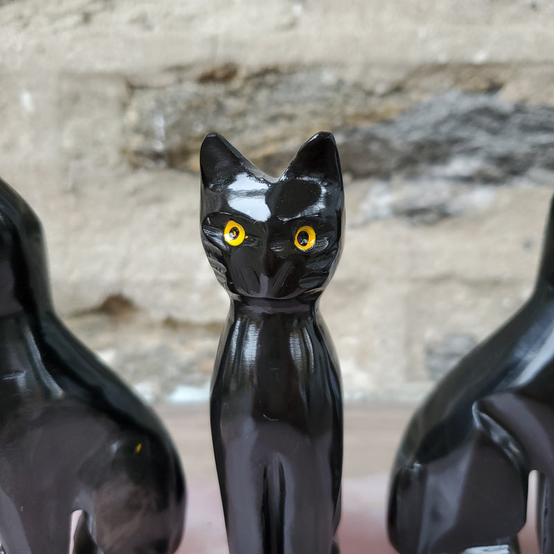 Black Onyx Crystal Cat - Hand Carved