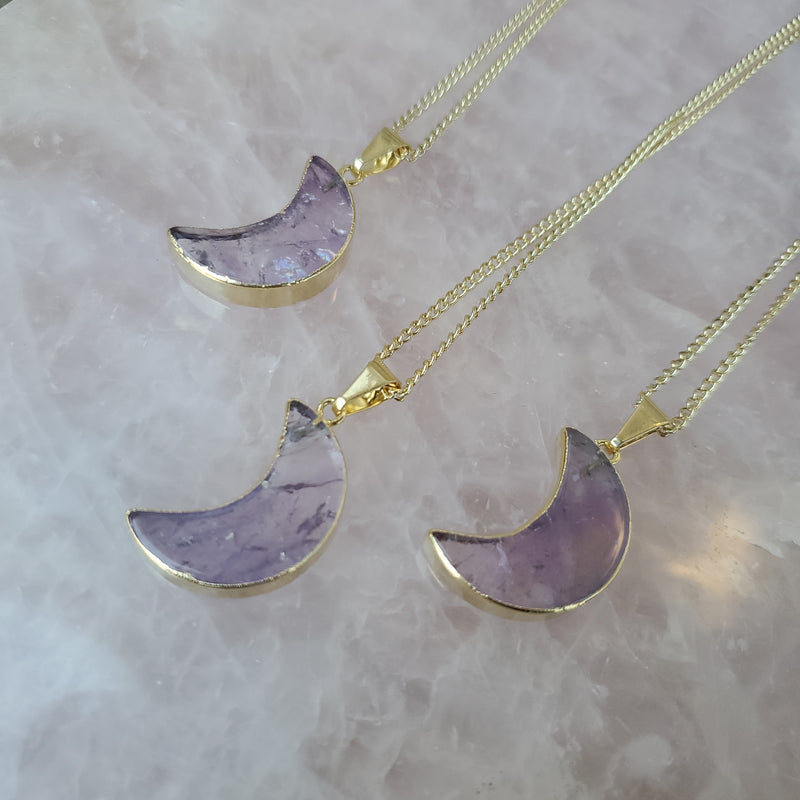 Amethyst Moon Necklace - Gold