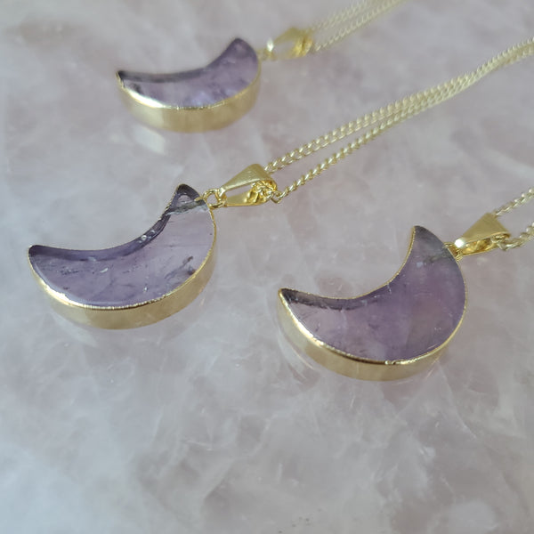 Amethyst Moon Necklace - Gold