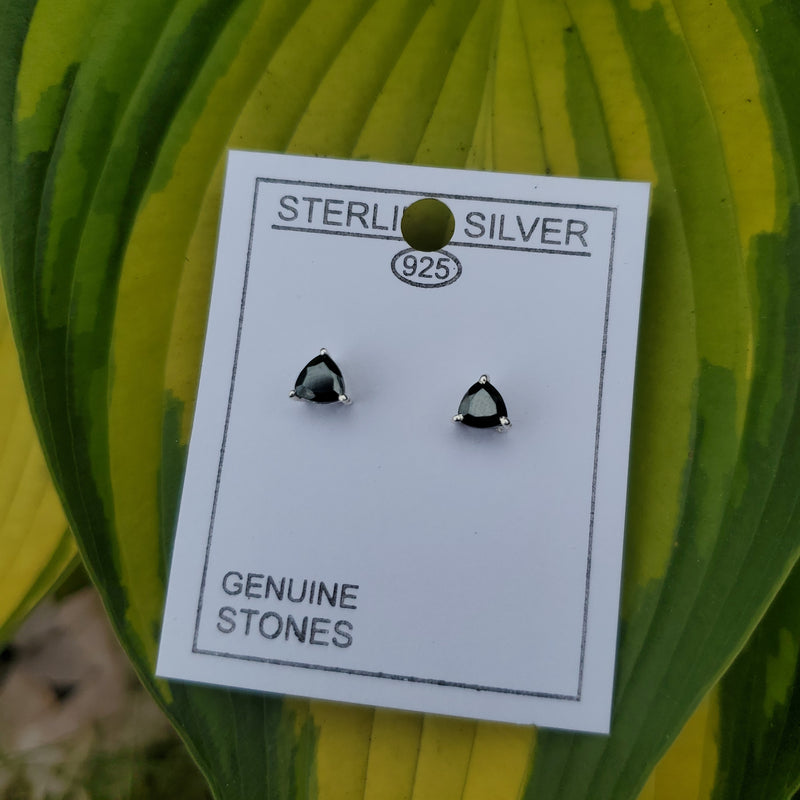Hematite Trilliant Cut Stud Earrings