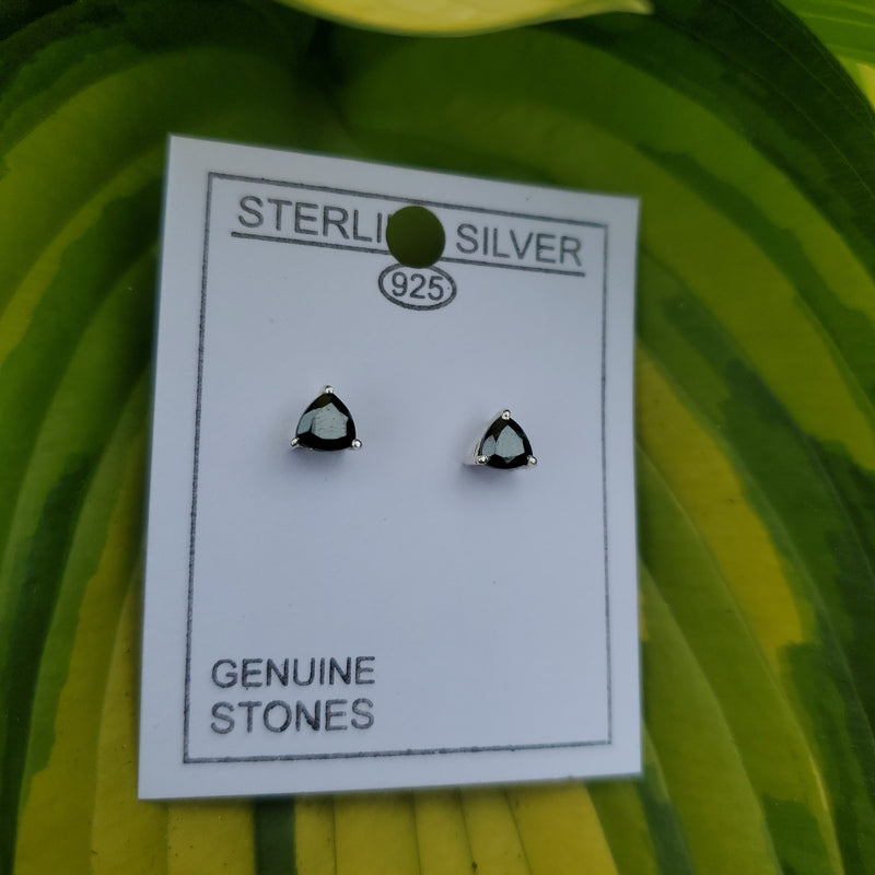 Hematite Trilliant Cut Stud Earrings