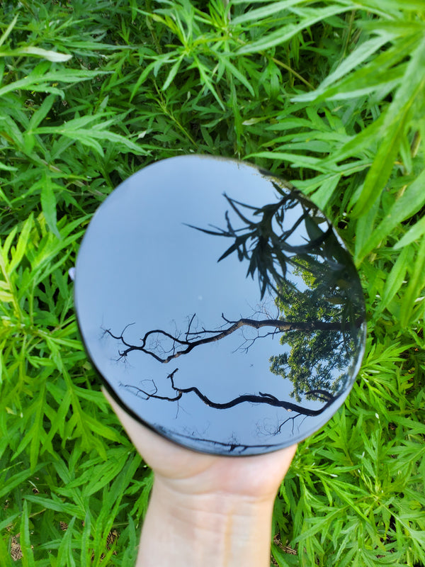 Obsidian Scrying Mirror 6 inches with Stand