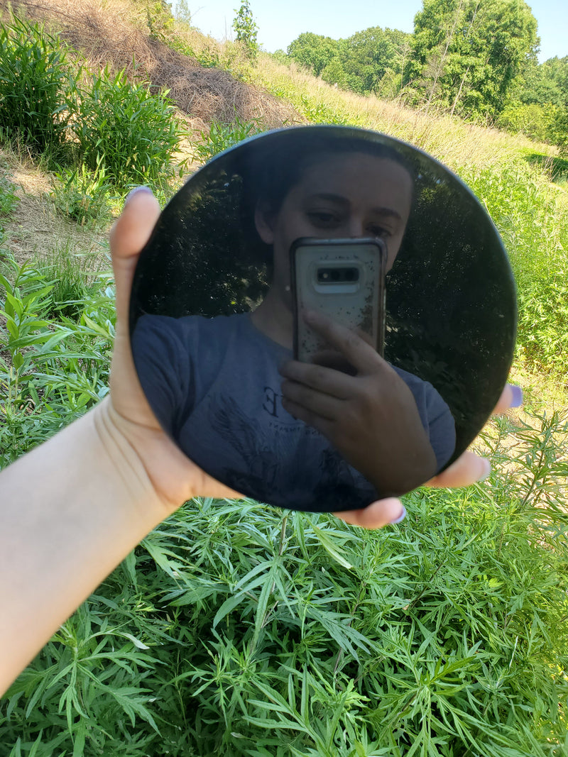 Obsidian Scrying Mirror 6 inches with Stand