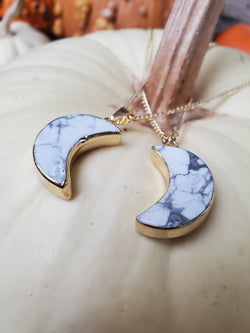 Howlite Moon Necklace - Gold