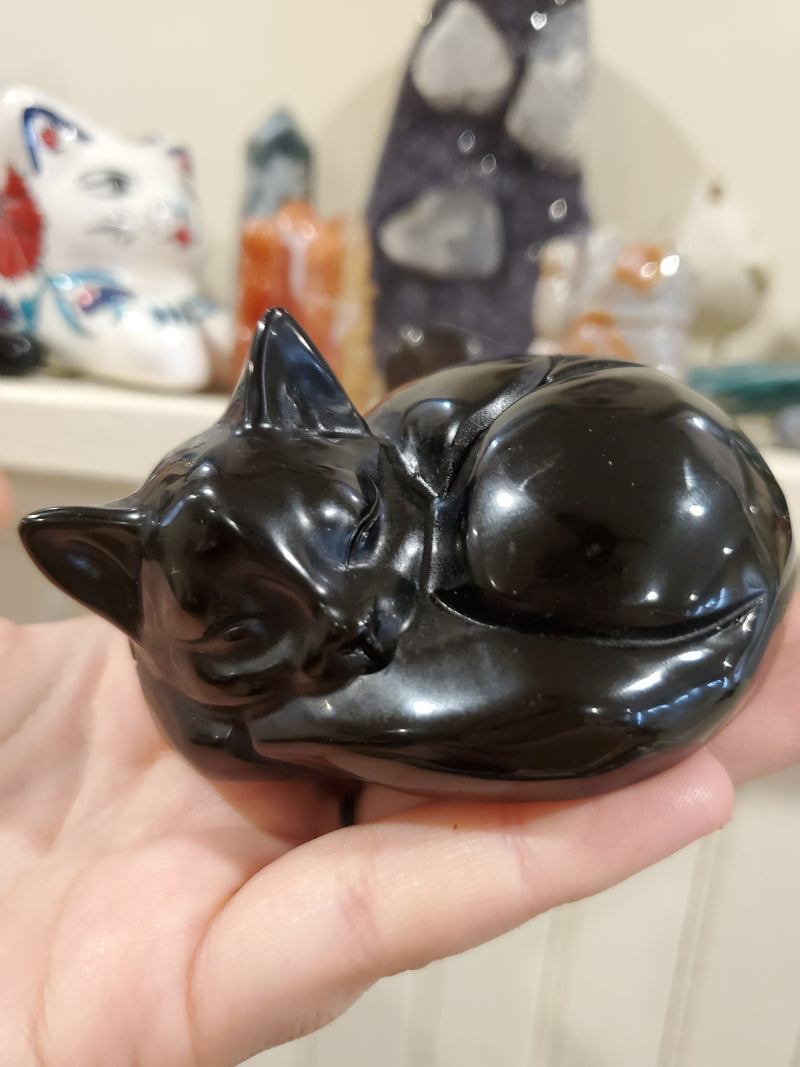 Black Obsidian Sleeping Cat