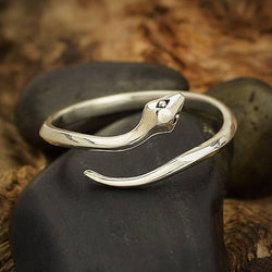 Silver Adjustable Simple Snake Ring