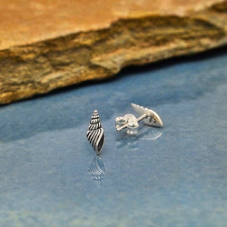 Sterling Silver Seashell Post Earrings 10x4mm