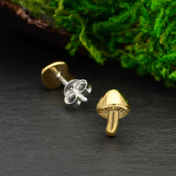Bronze Mushroom Post Earrings