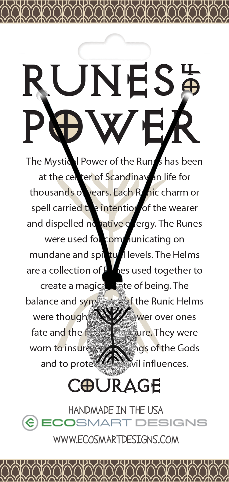 Courage Runestone Pewter Charm Necklace