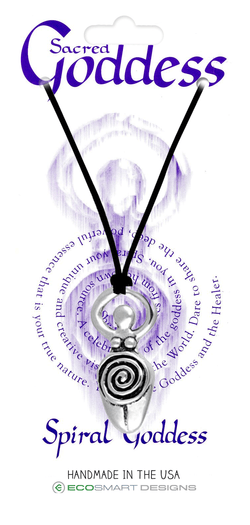 Sacred Goddess Spiral Pewter Charm Necklace