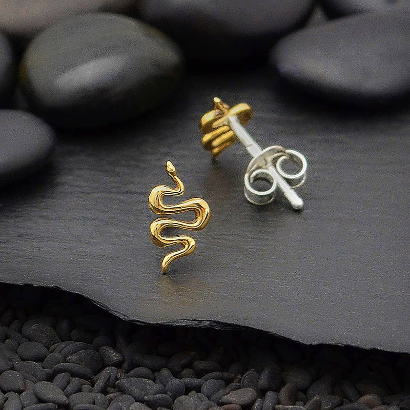 Bronze - Snake Post Earrings 9x5mm