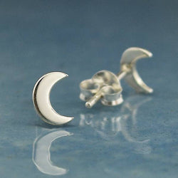Crescent Moon Post Earrings 7x5mm - Silver