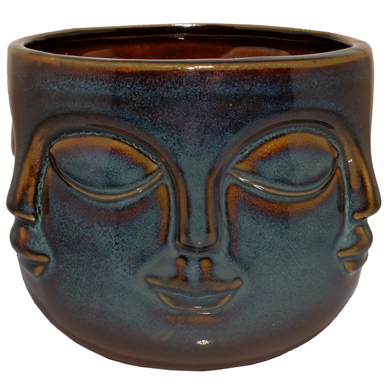 Six Faces Ceramic Pot - Hand glazed will vary