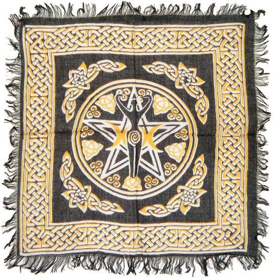 Triple Moon Goddess & Pentagram Altar Cloth