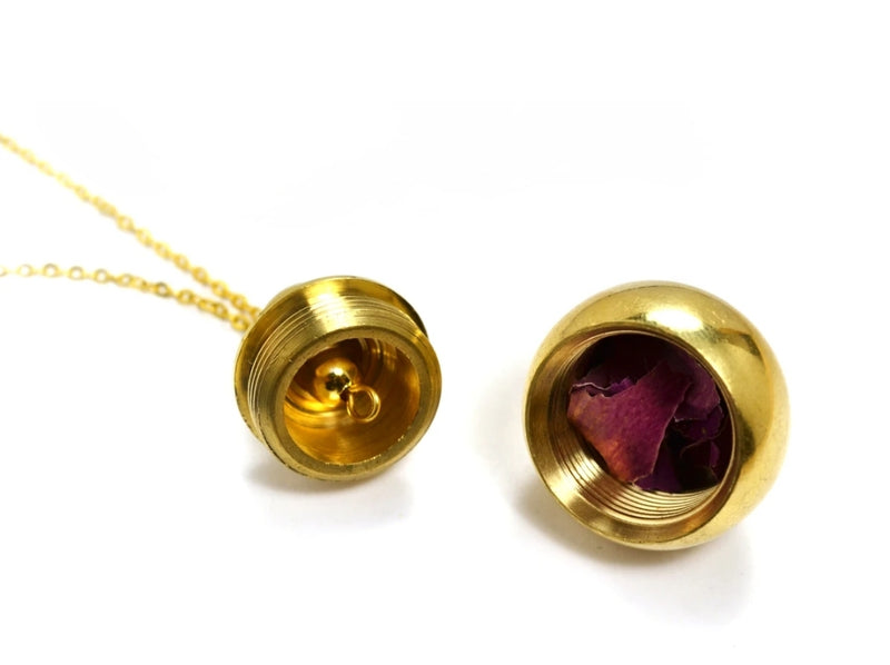 Golden Tear Drop with Compartment Pendulum Necklace