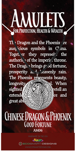 Amulets Chinese Dragon/Phoenix Pewter Charm
