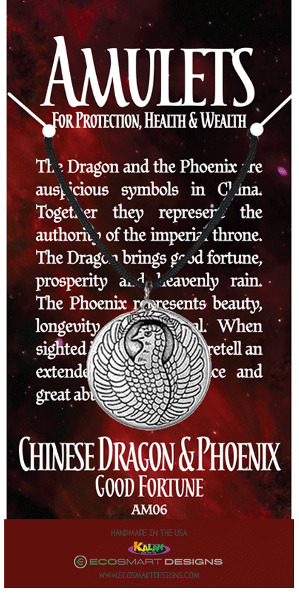 Amulets Chinese Dragon/Phoenix Pewter Charm