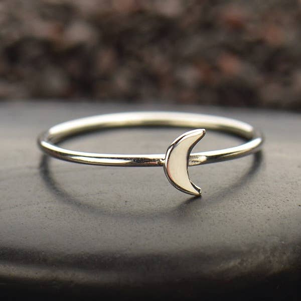Tiny Moon Ring - Sterling Silver