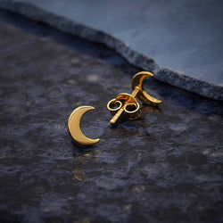 14k Gold Crescent Moon Post Earrings