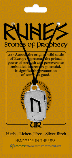 Strength Runestone Pewter Charm Necklace
