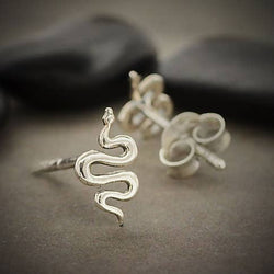 Silver Snake Post Earrings 9x5mm