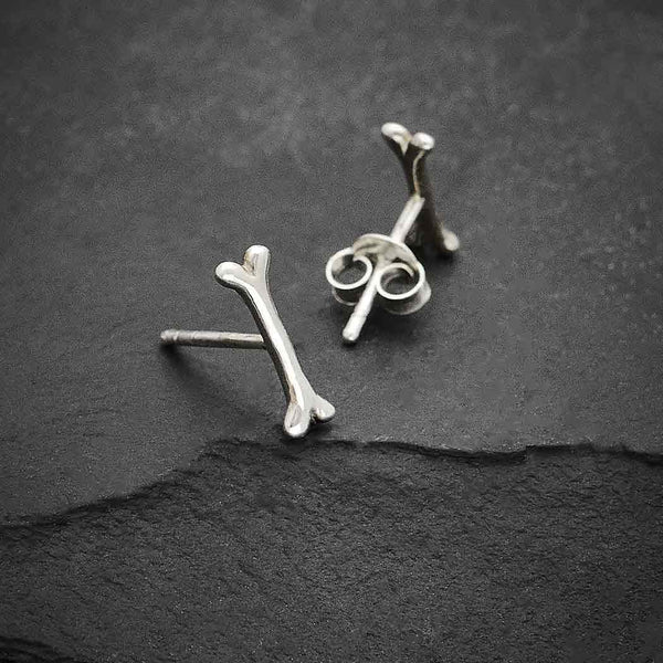 Sterling Silver Bone Post Earrings 3x10mm