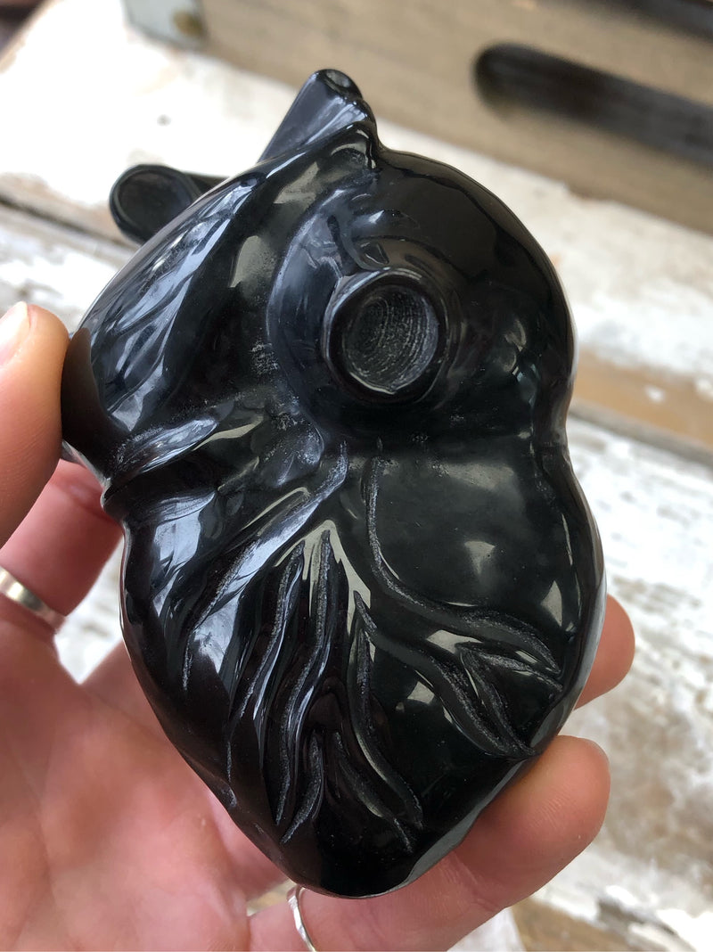 Black Obsidian Carved Anatomical Heart