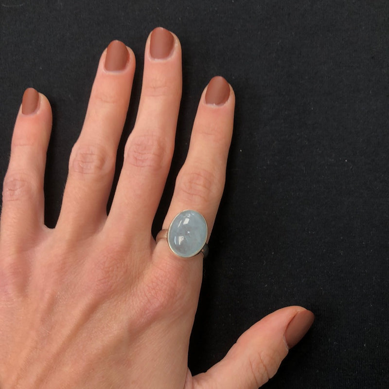Aquamarine Ring - Size 6.5 - Adjustable