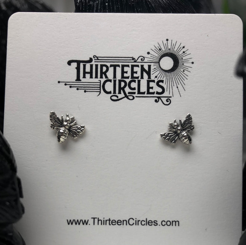 Sterling Silver Tiny Bee Post Earrings 6x8mm