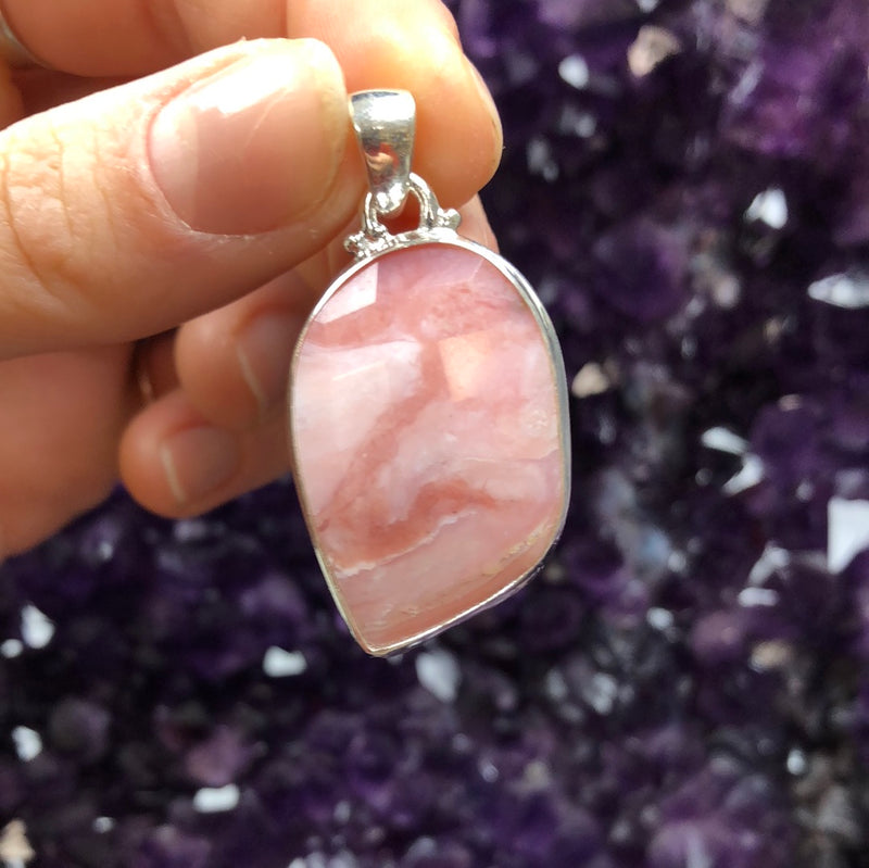 Pink Opal Pendant - Sterling Silver