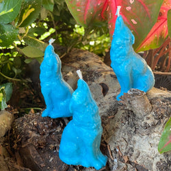 Blue Howling Wolf Figure Spell Candle