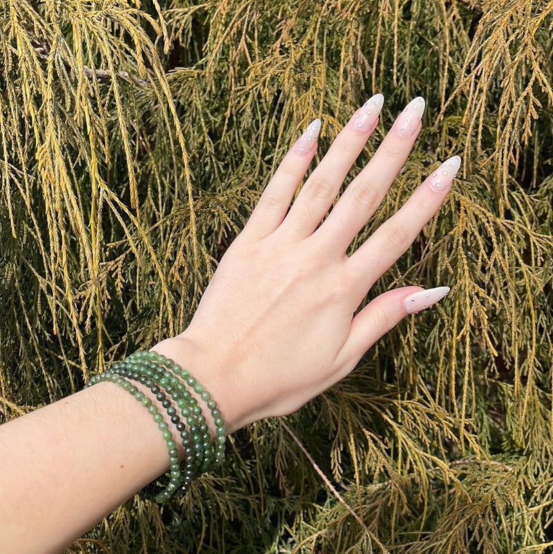 Nephrite Jade Crystal Bracelet - 3-4mm