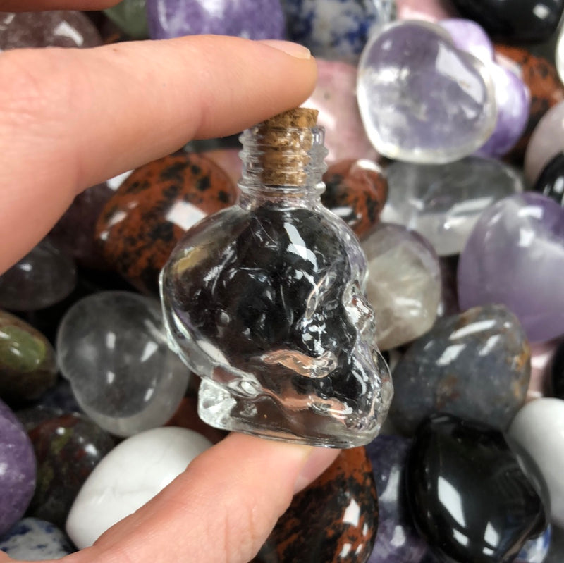 Mini Obsidian Chips in Skull Bottle
