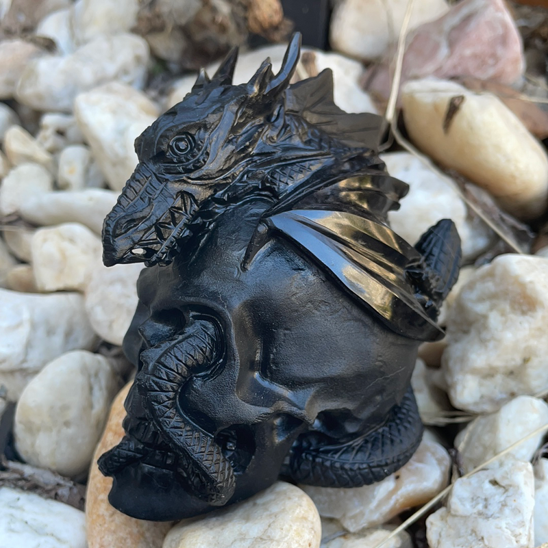 Obsidian Dragon Skull